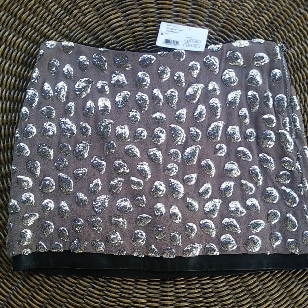 DVF Elley Puffy Sequin & Leather Skirt NWT